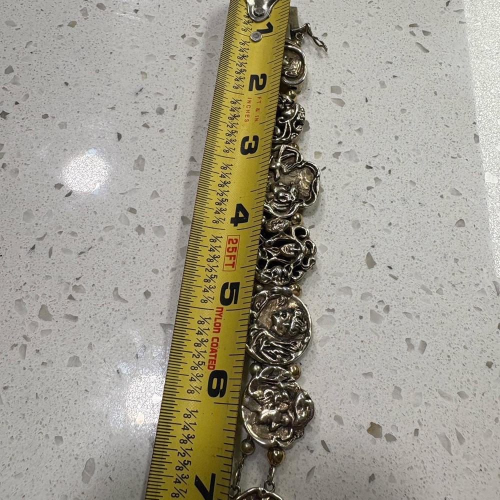 Antique Hughes Sterling Silver Sliding Charm Bracelet (RESERVED) - Picture 9 of 10